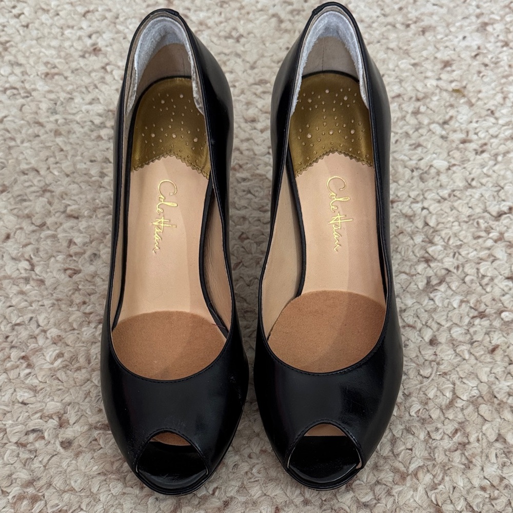 Cole Haan Black Peep Toe Heels